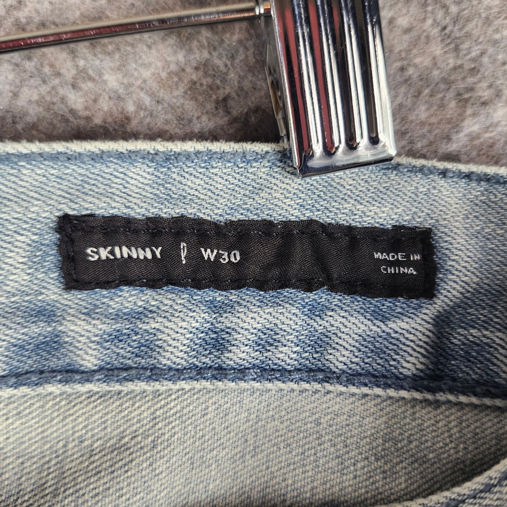 PacSun Skinny Denim Shorts Mens 30‎ Light Blue Distressed Raw Hem 170SP179000PC - Picture 3 of 16